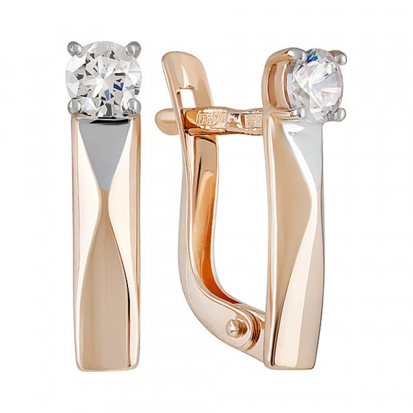 Золотые серьги с фианитом № 134369