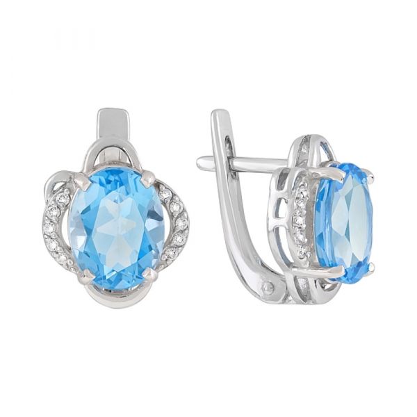 Золотые серьги с топазом и фианитом № 119727