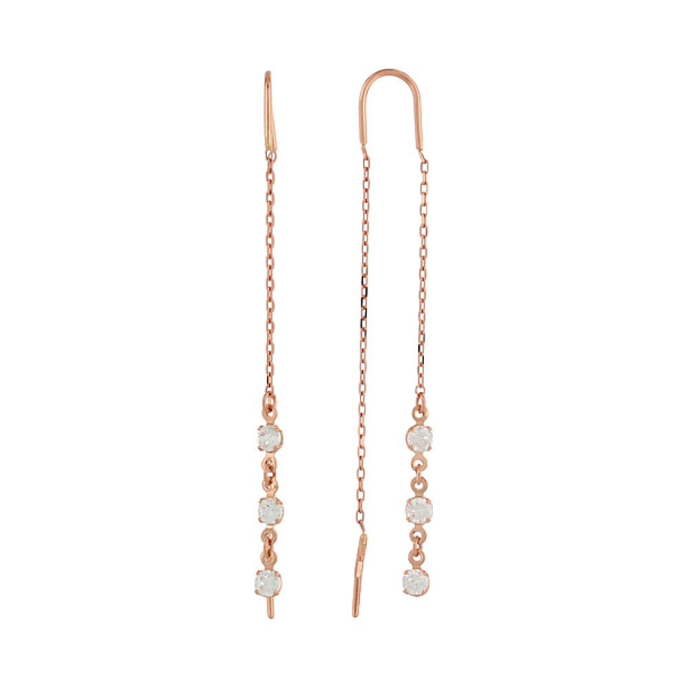 Золотые серьги с фианитом № 85482