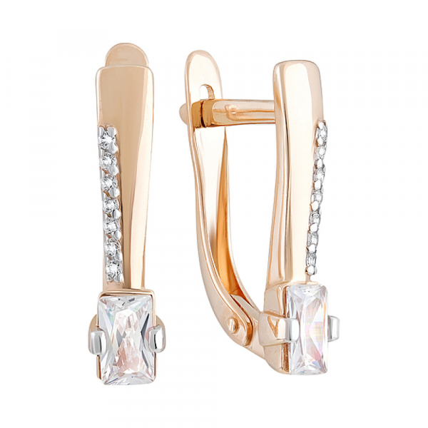 Золотые серьги с фианитами № 129970