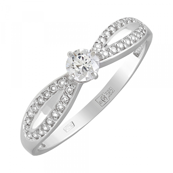 Золотое кольцо с бриллиантом № 127660