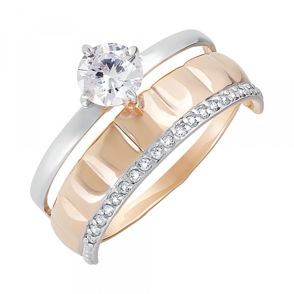 Золотое кольцо с фианитами № 129996