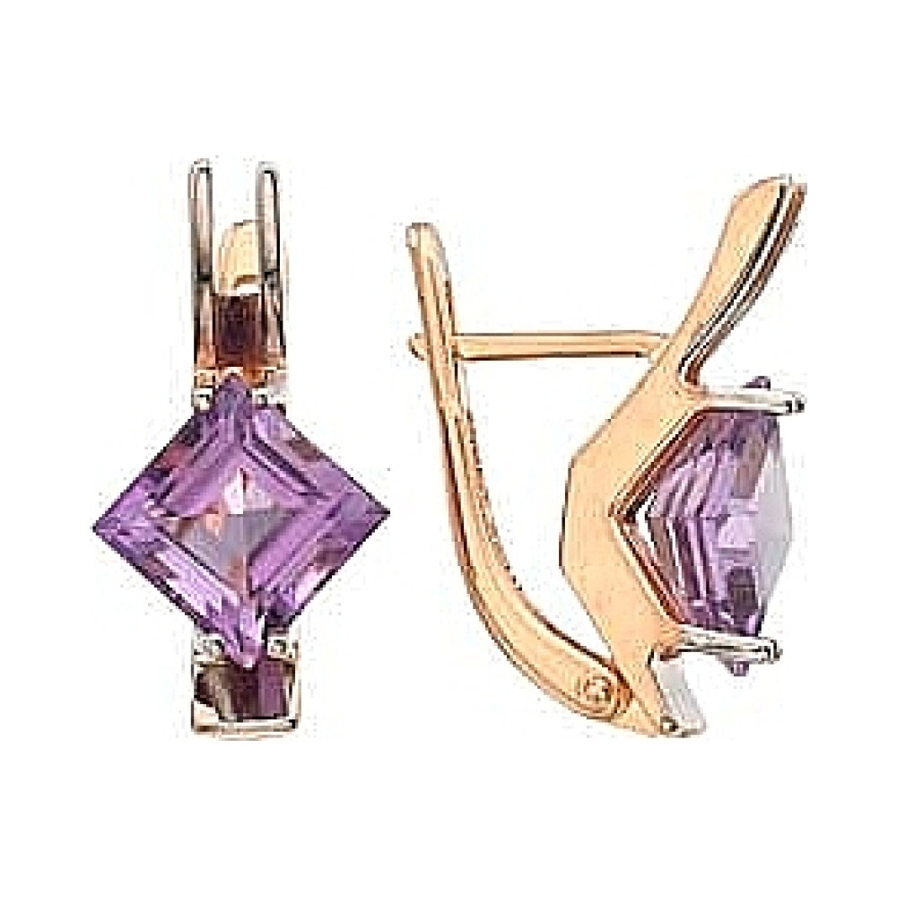 Золотые серьги с аметистом № 51035