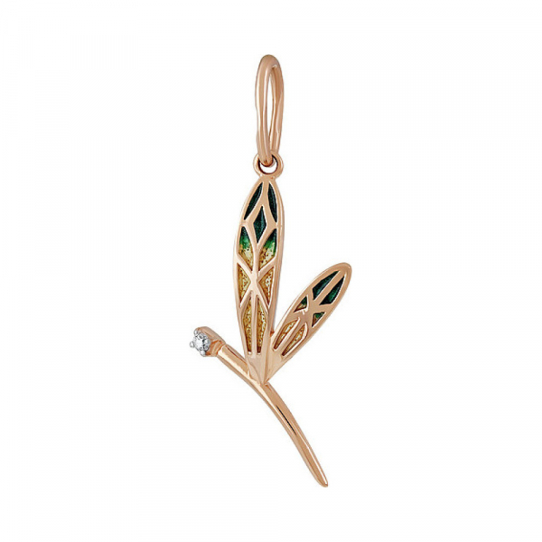 Золотая подвеска с фианитом и эмалью № 137166