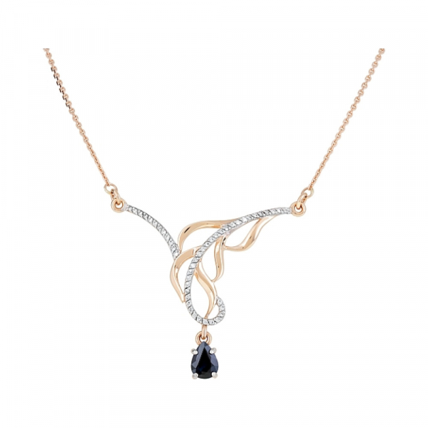 Золотое колье с сапфиром и фианитом № 121630