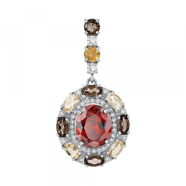 Серебряная подвеска с полудрагоценными вставками, алпанитом и фианитом № 133553