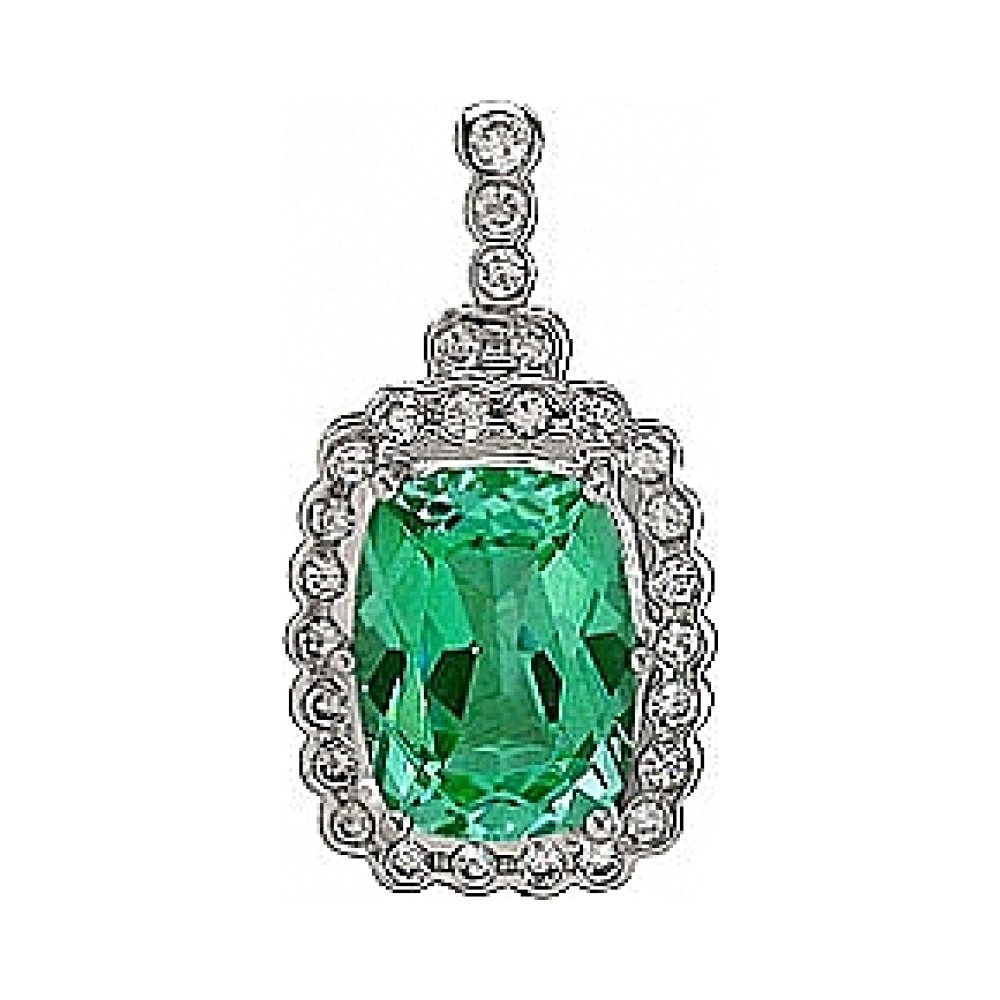 Серебряная подвеска с фианитом и имитац.шпинели № 75094