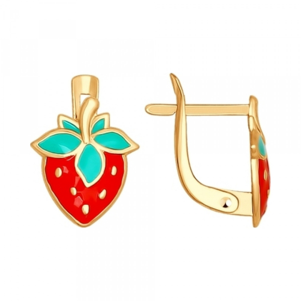 Золотые серьги с эмалью № 138380