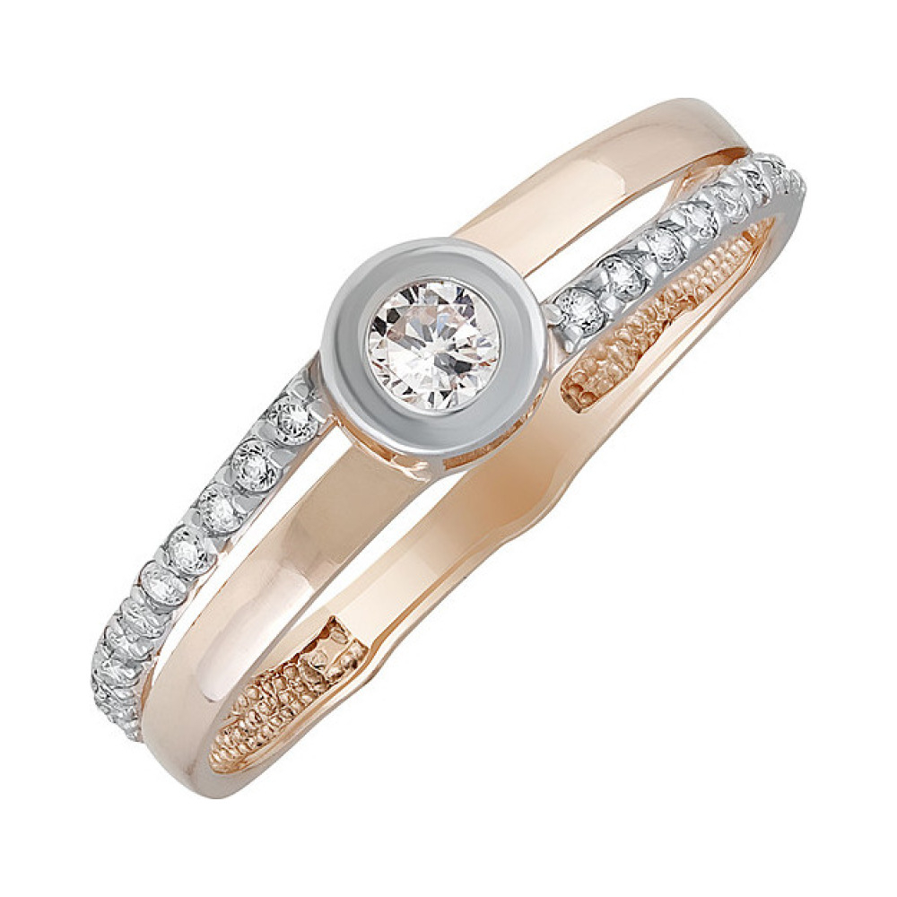 Золотое кольцо с фианитом № 135267