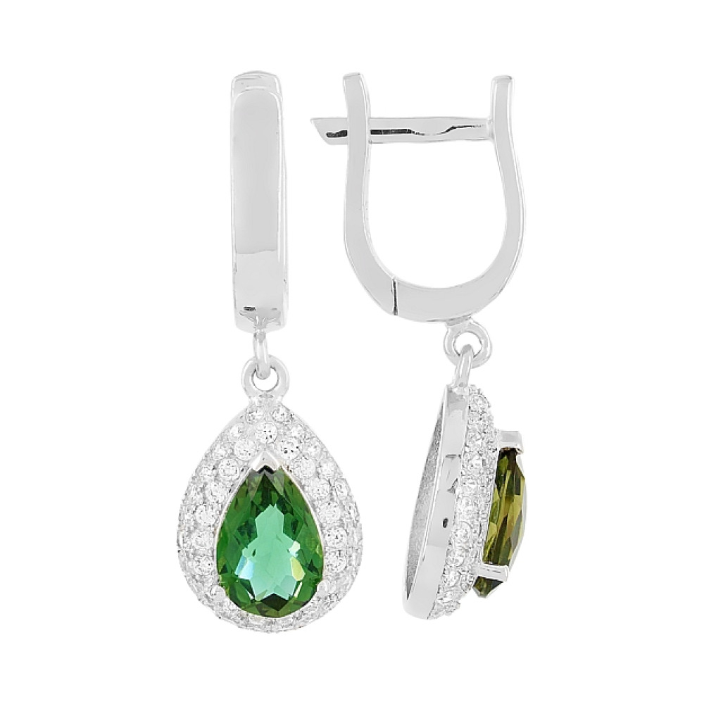 Серебряные серьги с фианитами № 108352