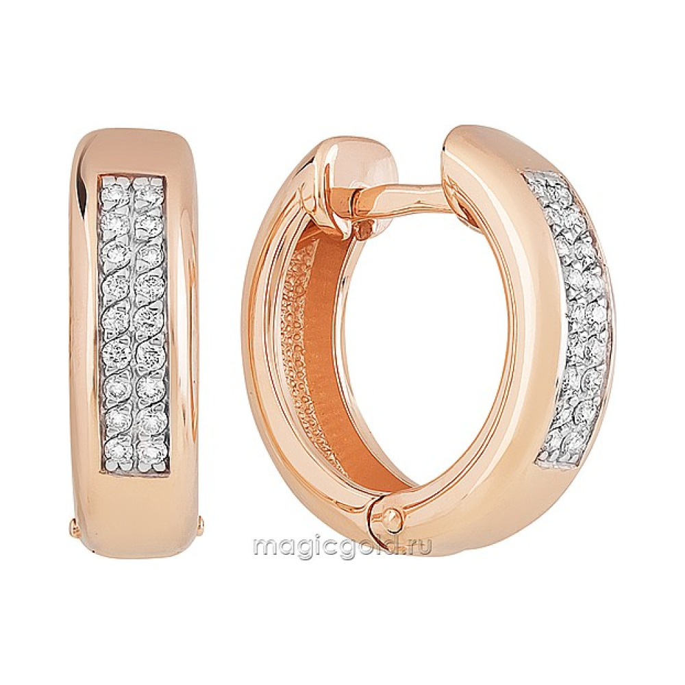 Золотые серьги с бриллиантом № 141910