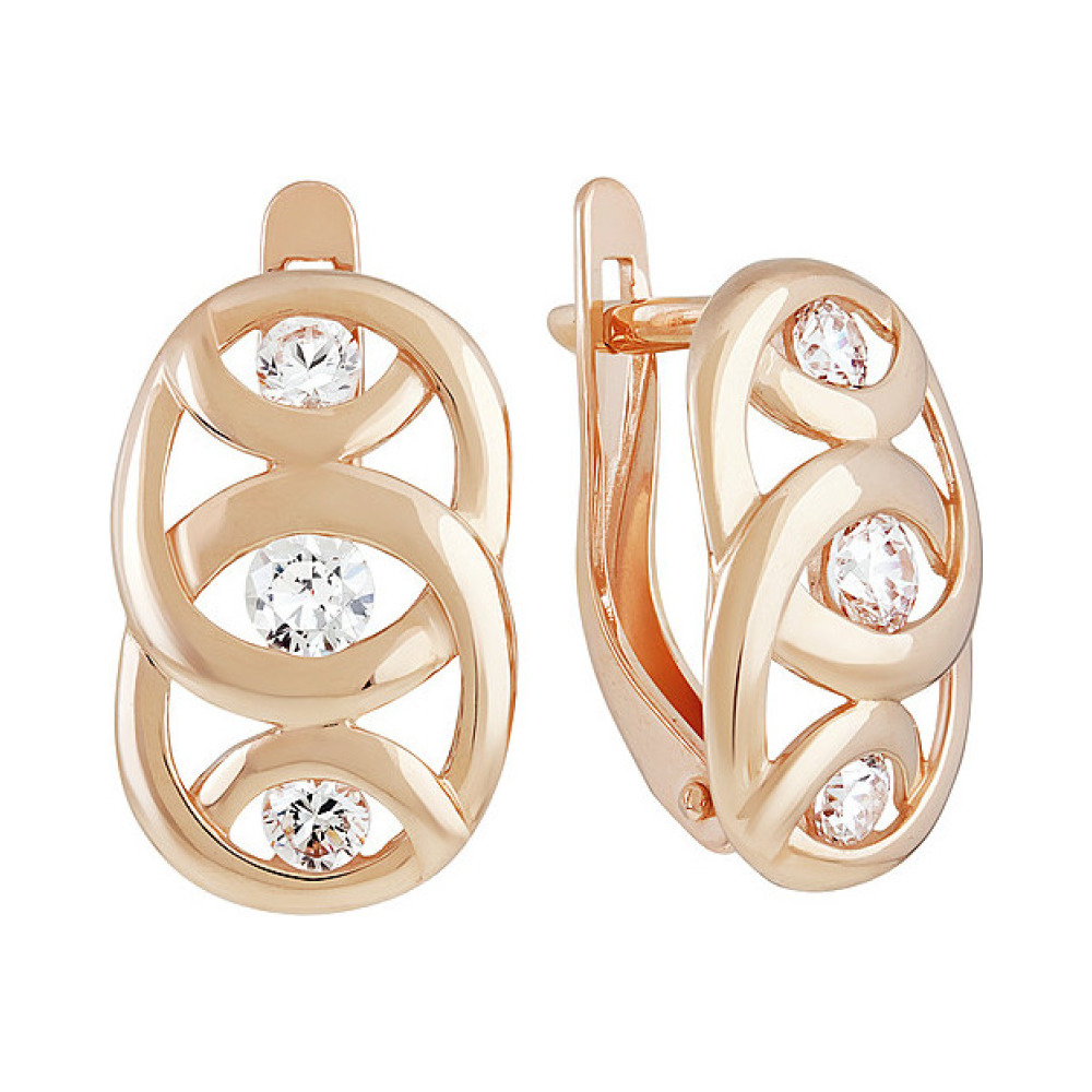 Золотые серьги с фианитом № 137917