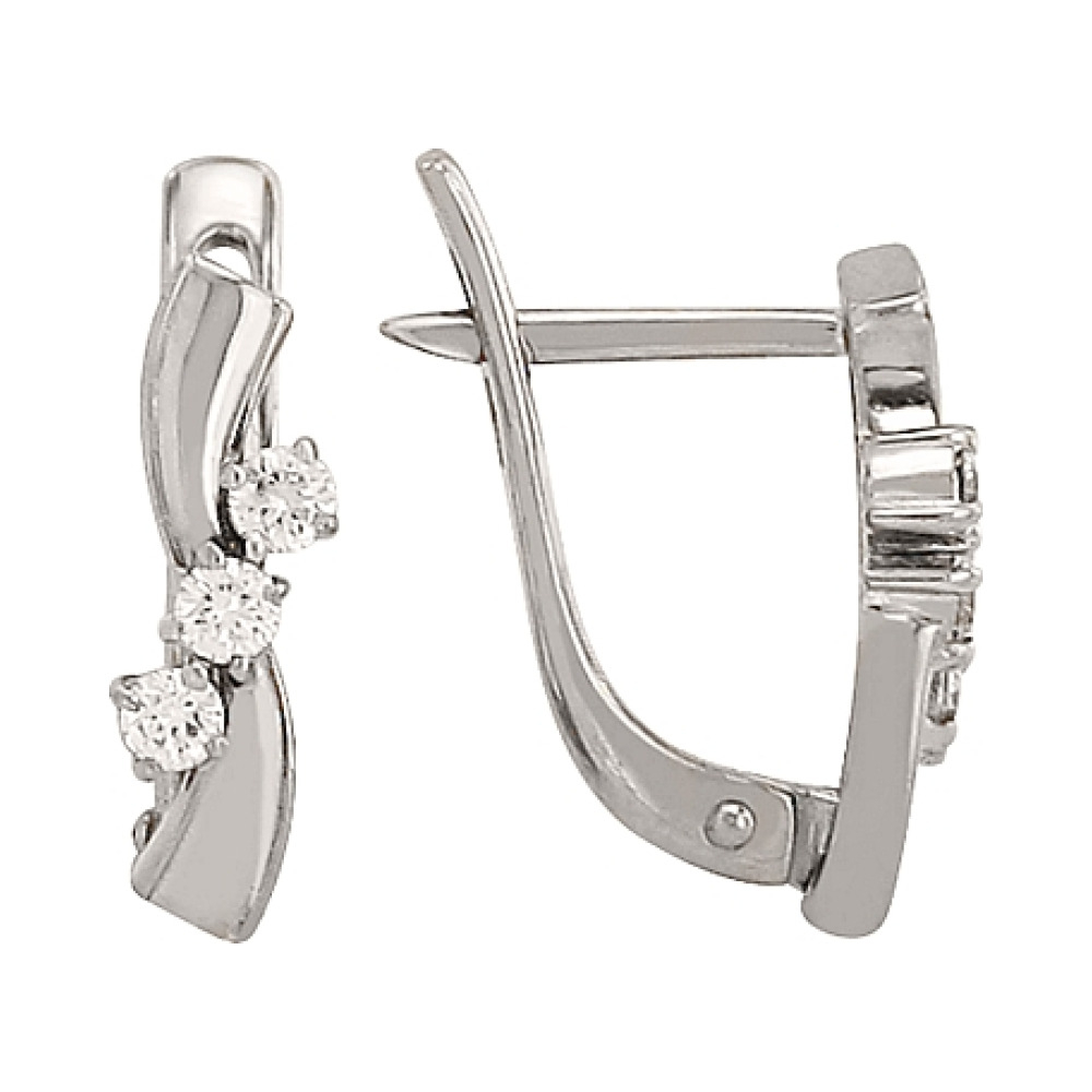 Золотые серьги с бриллиантом № 76948