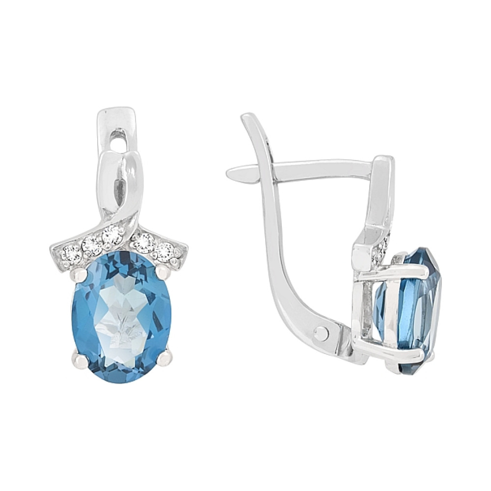 Золотые серьги с топазом и фианитом № 113249