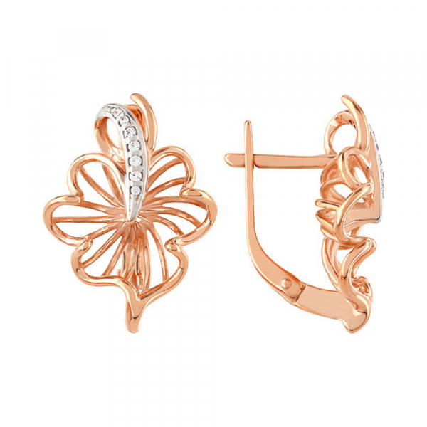 Золотые серьги с фианитом № 103818