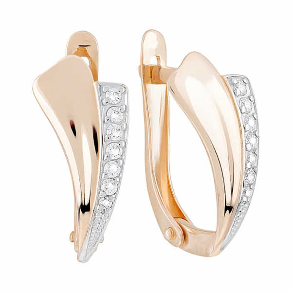 Золотые серьги с фианитами № 126747