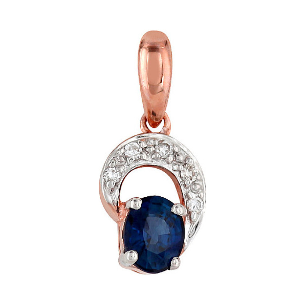 Золотая подвеска с бриллиантом и сапфиром № 98132