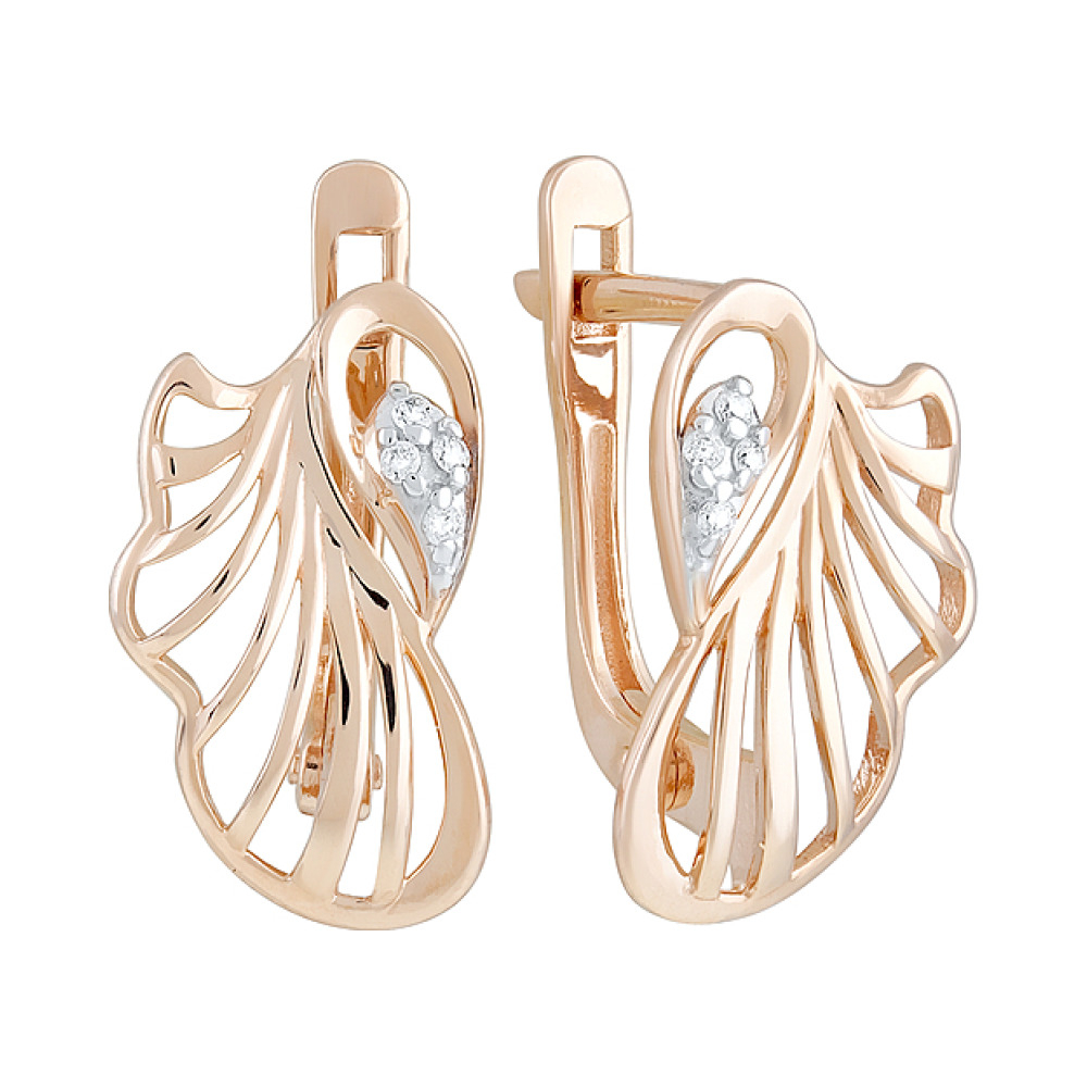 Золотые серьги с фианитами № 127365