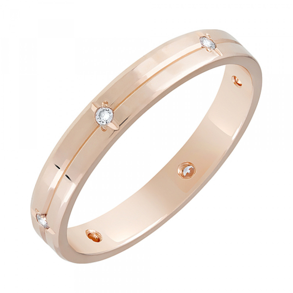 Золотое кольцо обручальное с фианитом 3мм № 86041