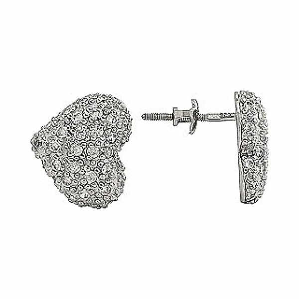 Серебряные серьги с фианитом № 80402