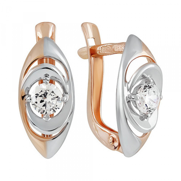 Золотые серьги с фианитом № 136940