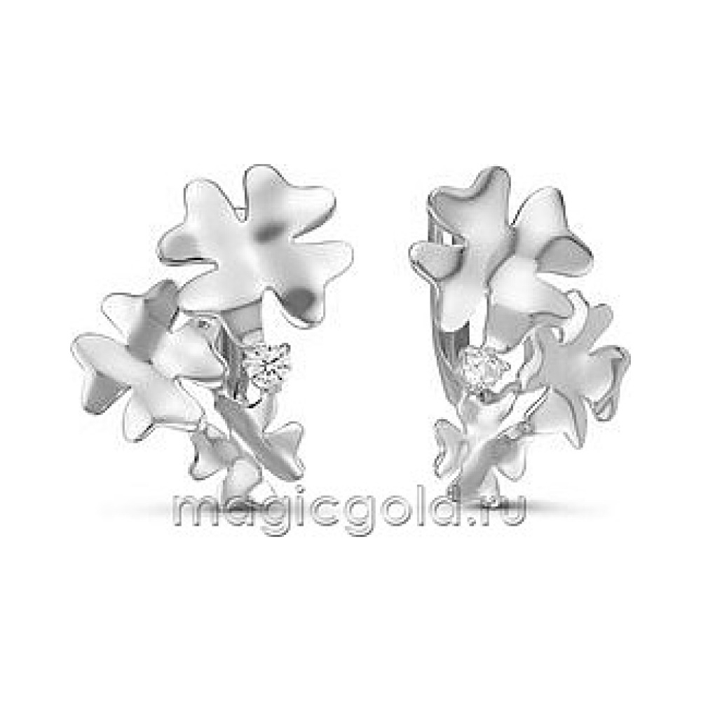 Серебряные серьги с фианитом № 173552