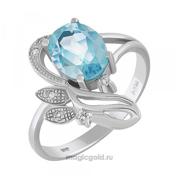 Золотое кольцо с топазом и фианитами № 39130