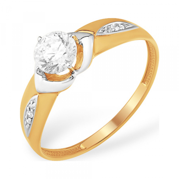 Золотое кольцо с фианитом № 163168