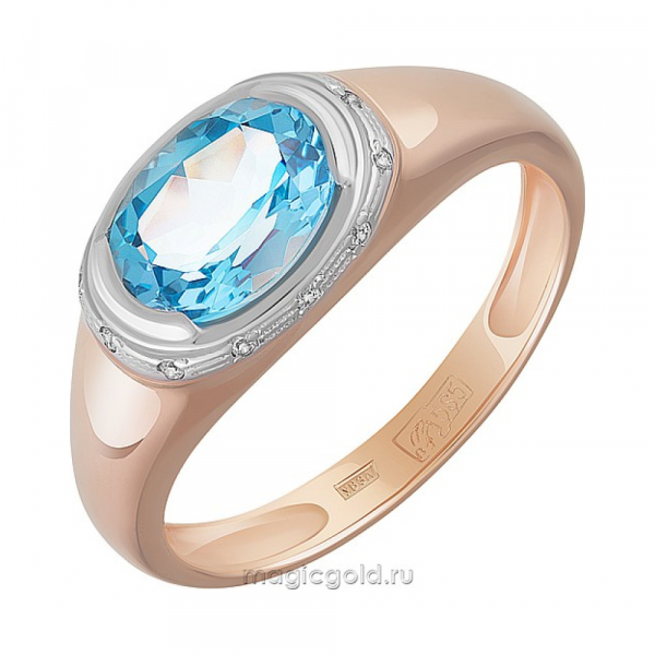 Золотое кольцо с топазом и фианитами № 162959