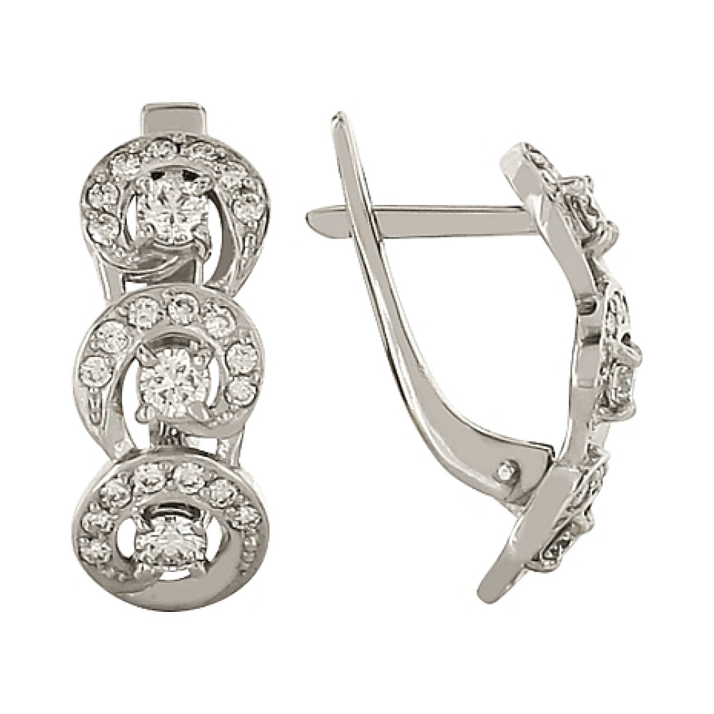 Золотые серьги с бриллиантом № 95443