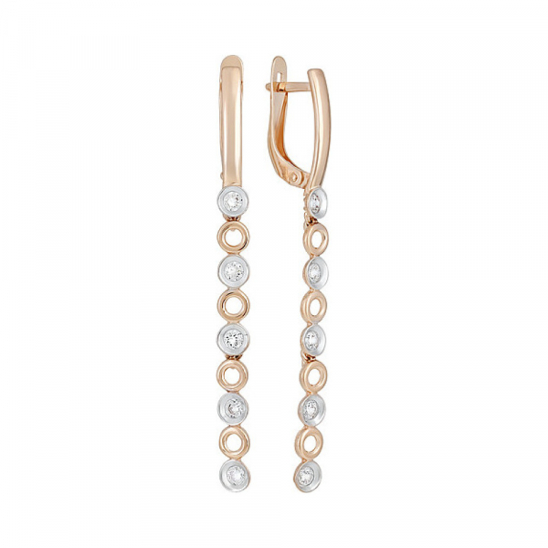 Золотые серьги с фианитом № 133462