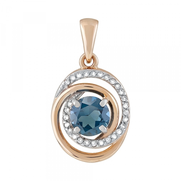 Золотая подвеска с топазом и фианитом № 119403