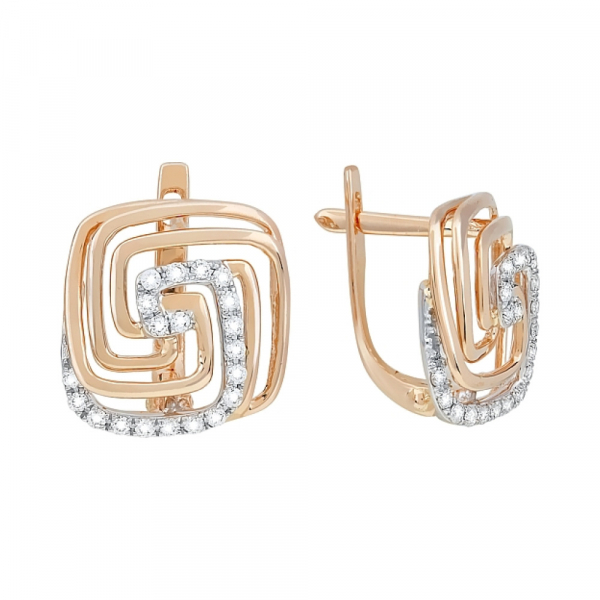 Золотые серьги с бриллиантом № 116725