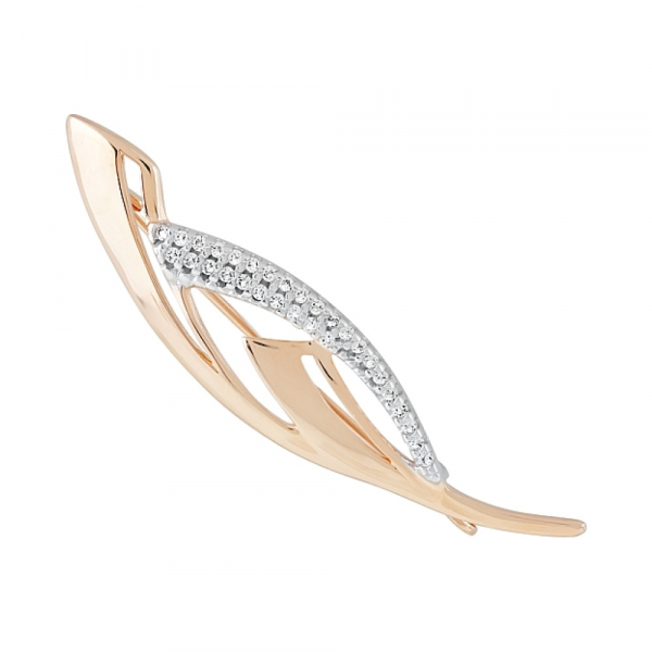 Золотая брошь с фианитами № 121986