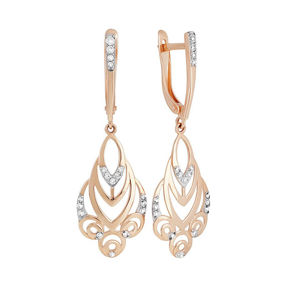 Золотые серьги с фианитом № 137060