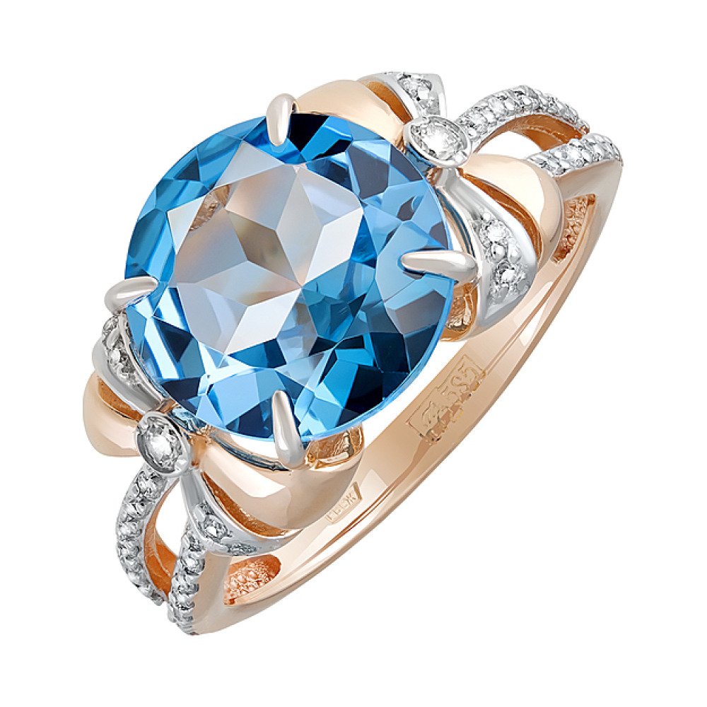 Золотое кольцо с топазом и фианитом № 126996