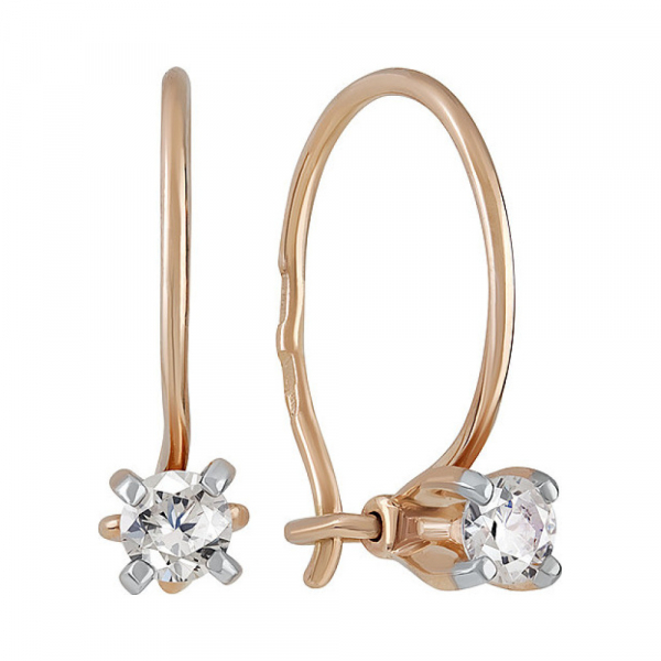 Золотые серьги с фианитом № 134750