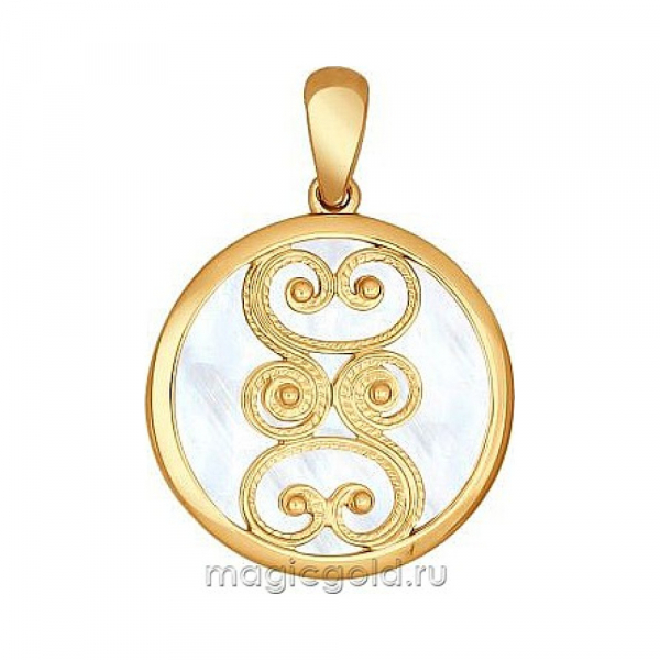 Серебряная подвеска с перламутром и зол.покрытием № 138474