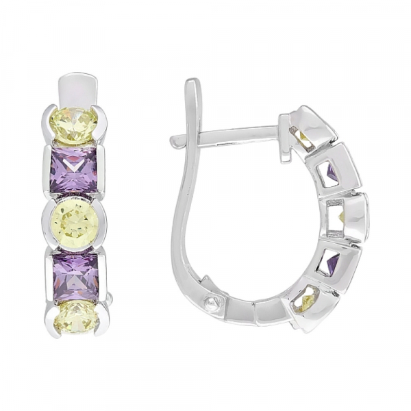 Серебряные серьги с фианитами № 108406