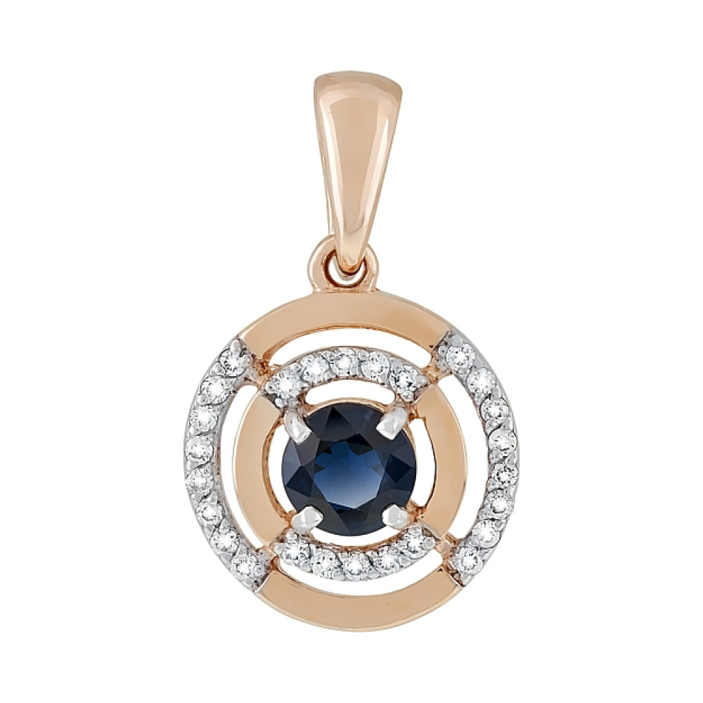 Золотая подвеска с бриллиантом и сапфиром № 119204