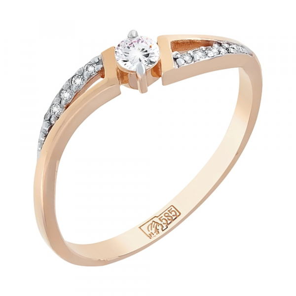 Золотое кольцо с бриллиантом № 110514