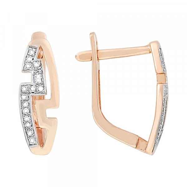 Золотые серьги с бриллиантом № 114443