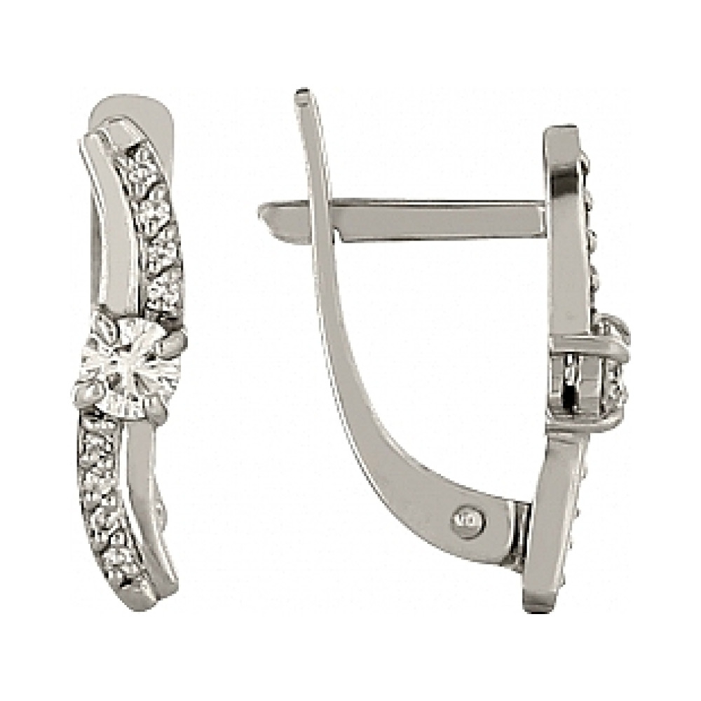 Золотые серьги с бриллиантом № 115172