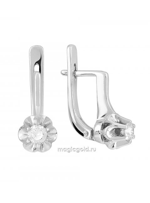 Золотые серьги с бриллиантом № 112709