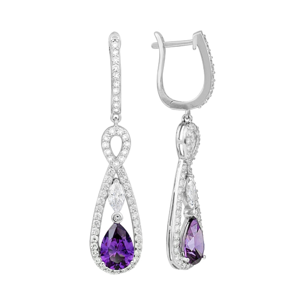 Серебряные серьги с фианитами № 116636