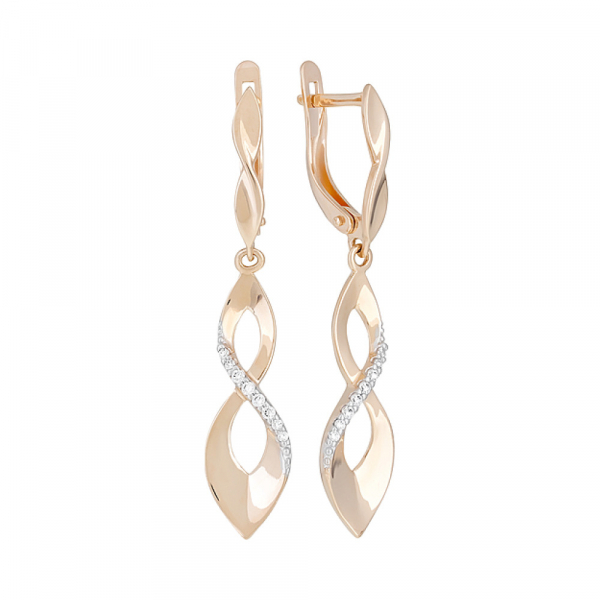 Золотые серьги с фианитами № 129100