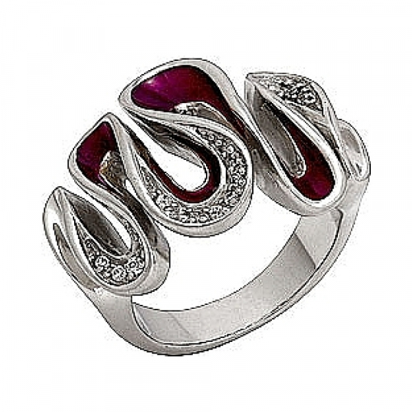  Кольцо с фианитом и эмалью TED LAPIDUS № 62647