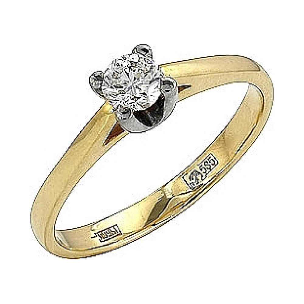 Золотое кольцо с бриллиантом № 40916