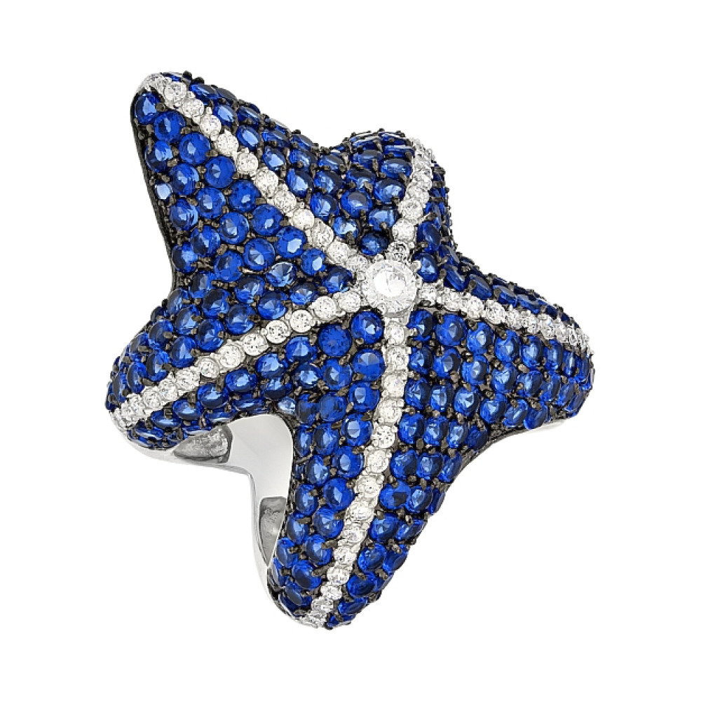 Серебряное кольцо с фианитом № 82543