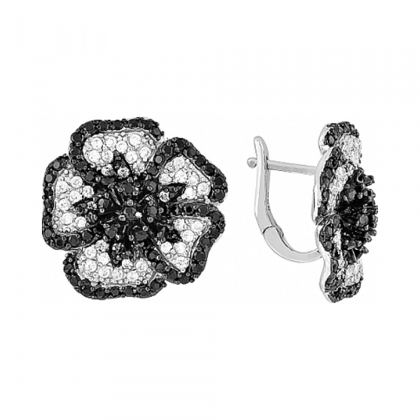 Серебряные серьги с фианитом № 114281